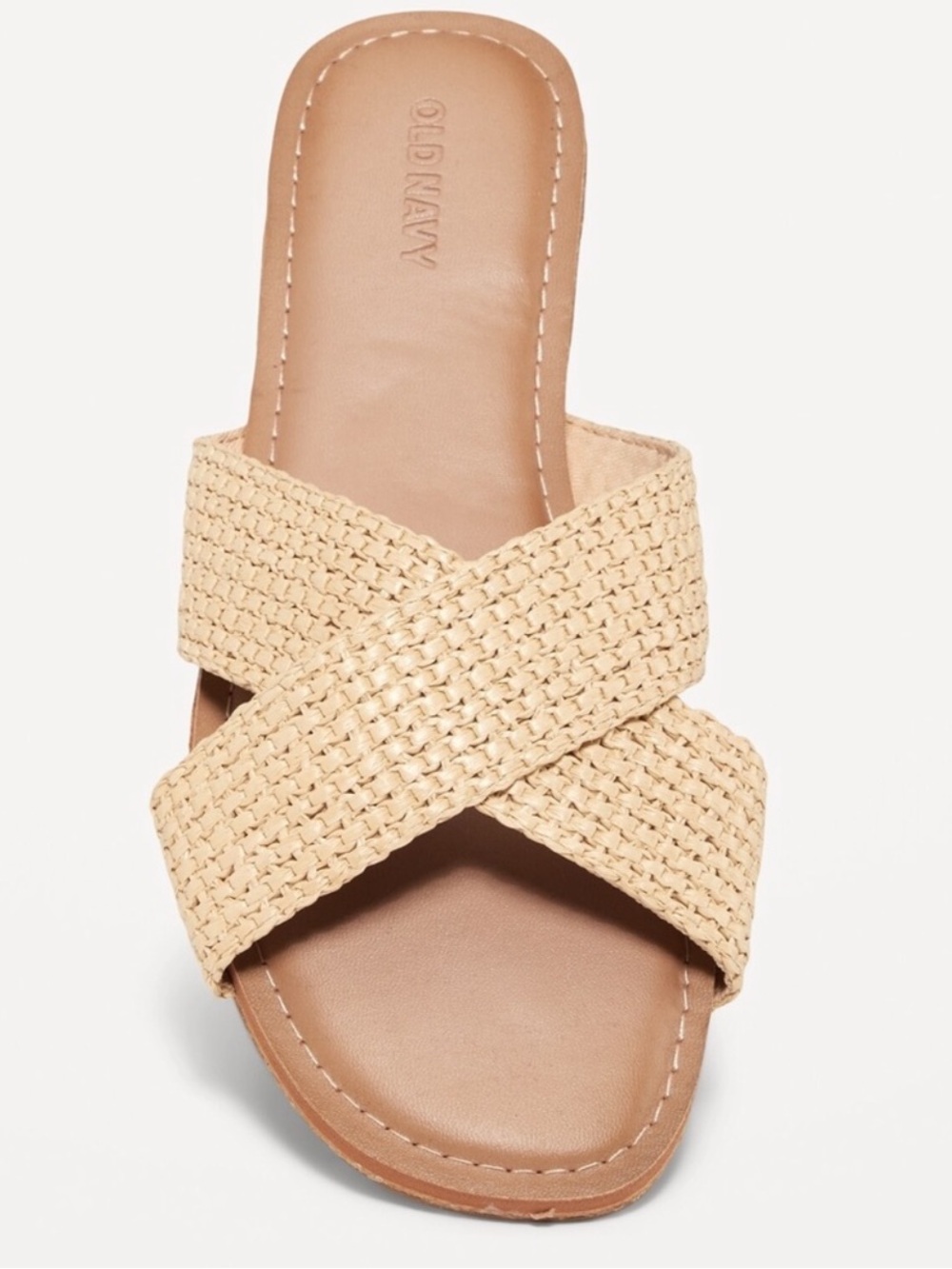 Old Navy Beige Woven Cross-Strap Slide Sandals